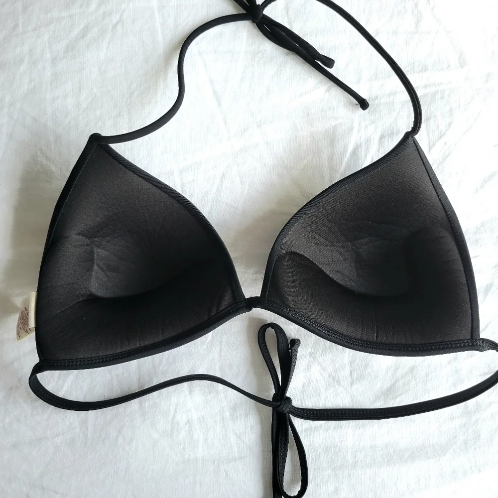 Push up OP Bikini Top Triangle Halter Black L - Picture 2 of 4